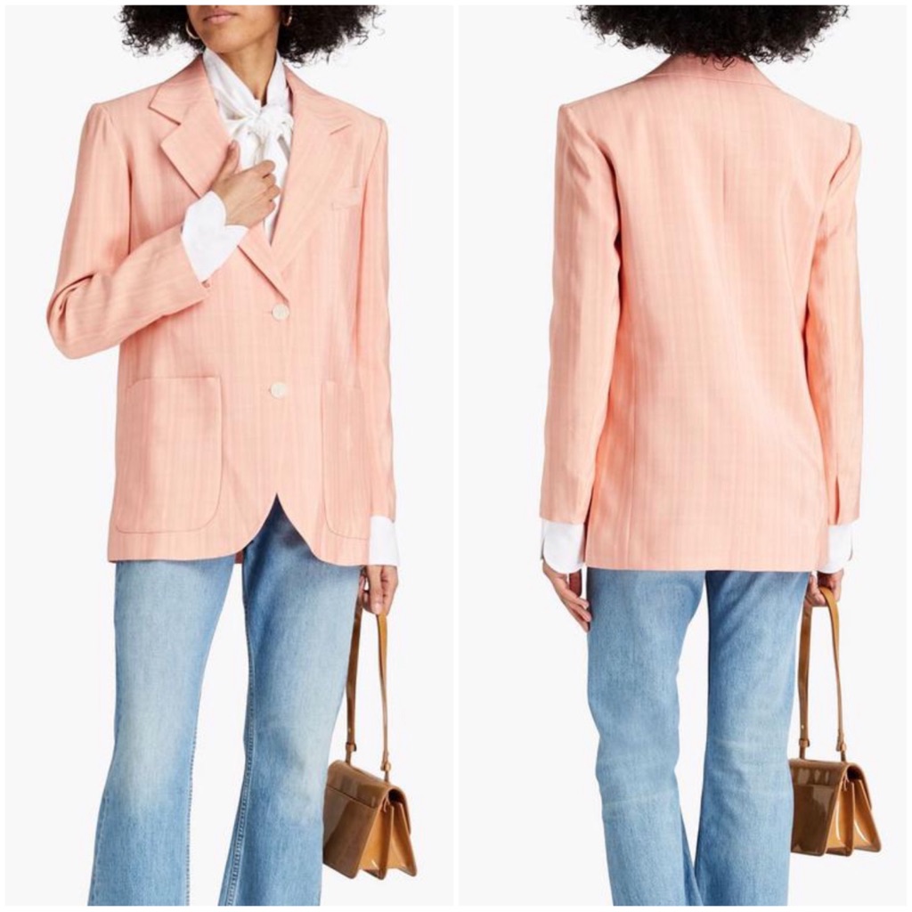 Sandro Women’s Size Fr 40 / Us 8 Pink Jacquard Natalie Oversized Jacket Blazer
